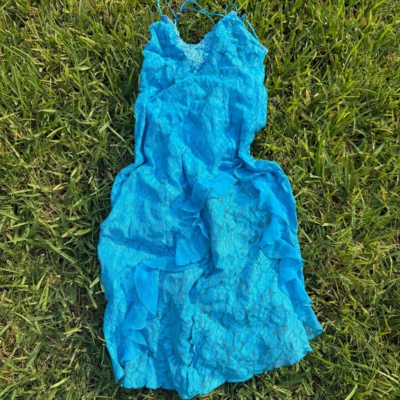 Vintage Vibrant Blue Lace Dress size 2xl - Picture 1 of 8